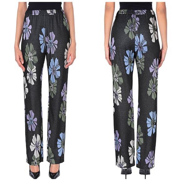 PINKO Charcoal Floral High Waisted Straight Leg Casual Pants Size 36 - Picture 1 of 12